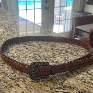 Braided Brown Belt with Brass Buckle